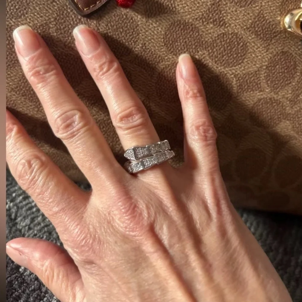 Serpenti Silver Crystal Adjustable Ring